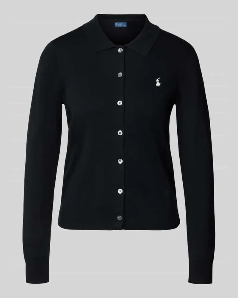 Ralph Lauren Cardigan mit Umlegekragen und Logo-Stitching Black