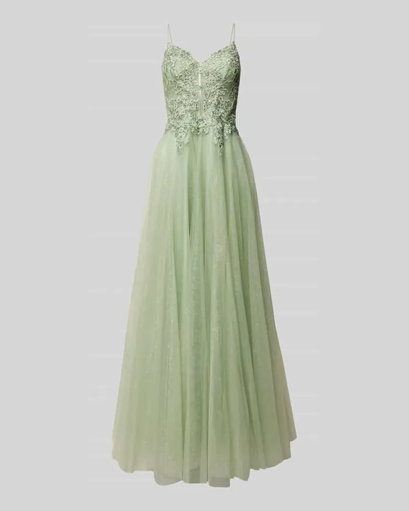 LUXUAR Abendkleid mit Spitzenbesatz Lind