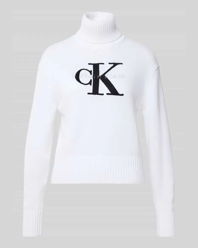 Calvin Klein Strickpullover mit Rollkragen Modell 'CHENILLE Weiss