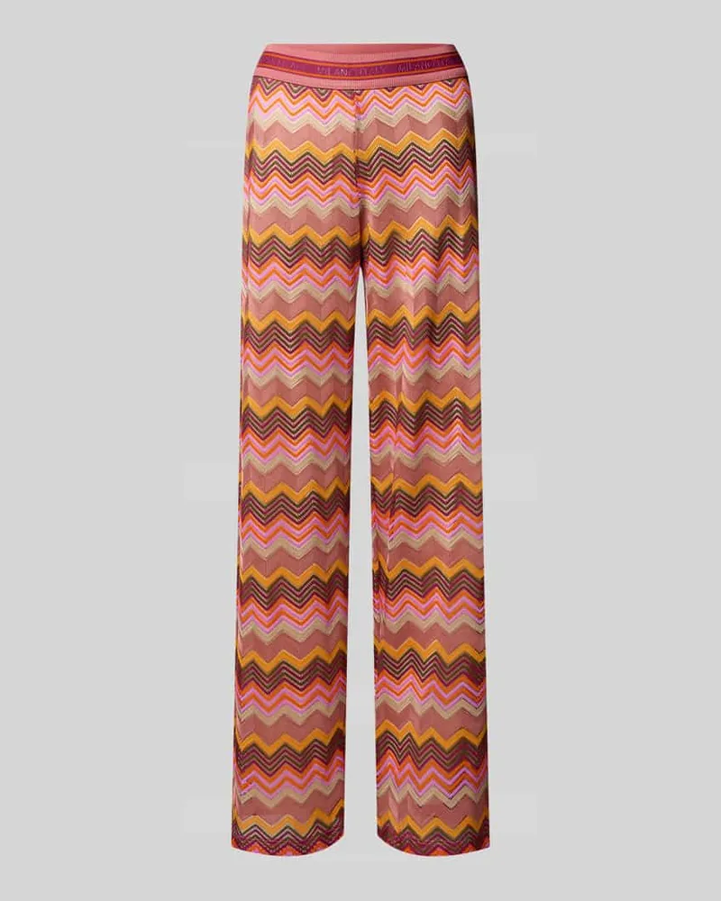 Milano Italy Wide Fit Stoffhose in Häkel-Optik Hellbraun