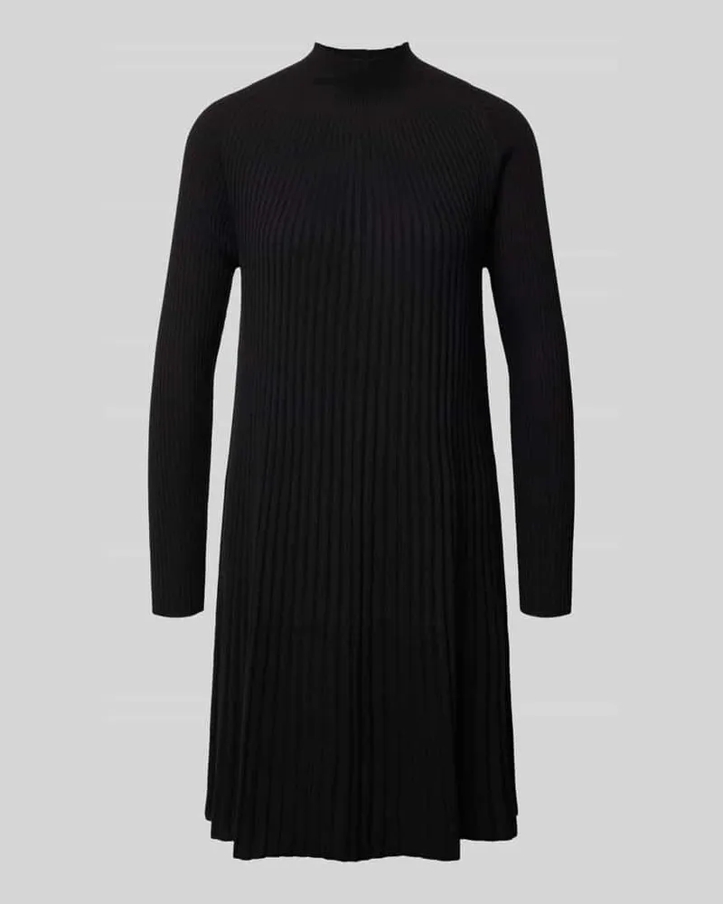 hemisphere Knielanges Strickkleid aus Wolle mit Stehkragen Black