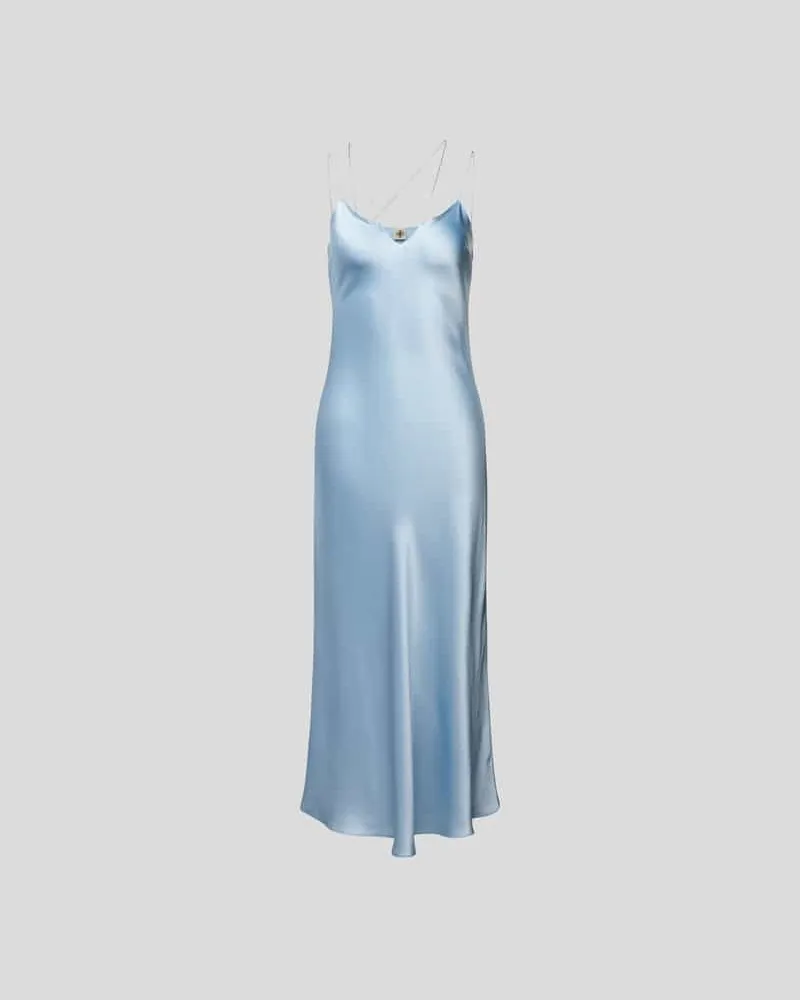 The Garment Seidenkleid mit Spaghettiträgern Hellblau