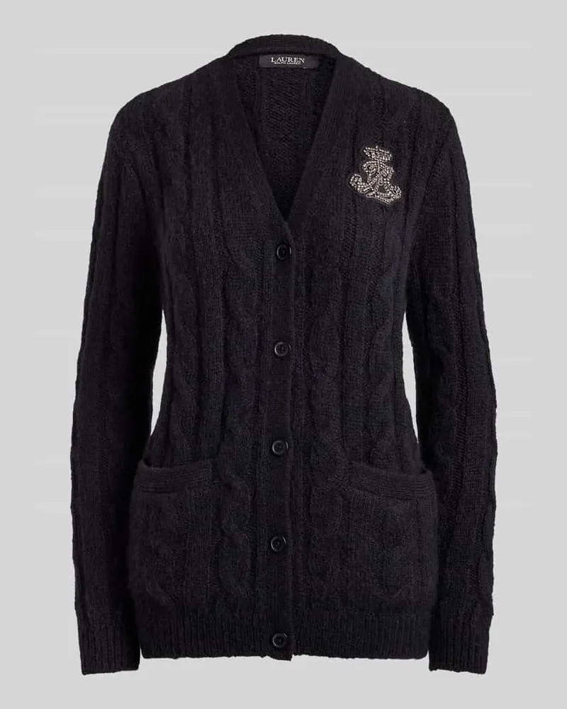 Ralph Lauren Cardigan aus Mohair mit Logo-Applikation Black