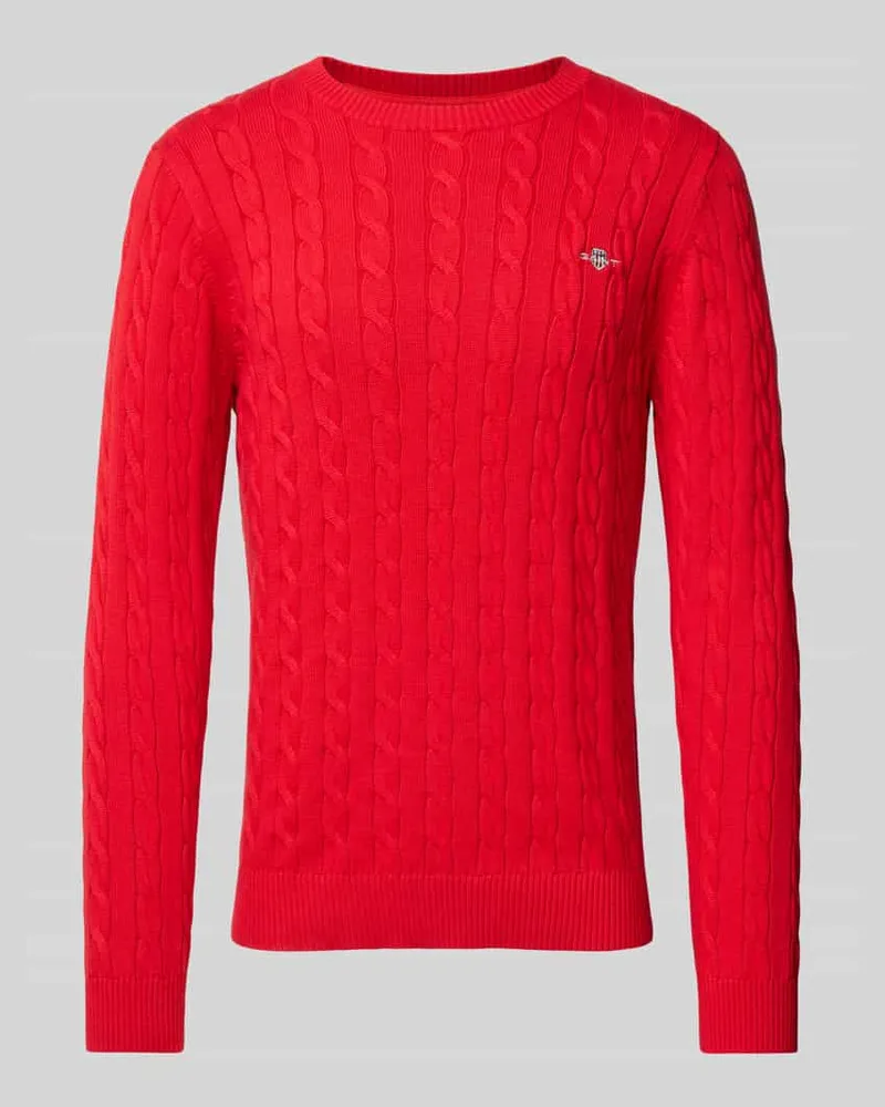 Gant Strickpullover mit Zopfmuster Rot