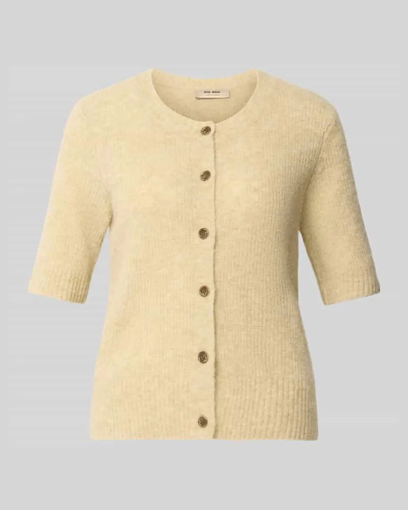 Mos Mosh Cardigan aus Woll-Mix mit 1/2-Arm Modell 'Thora Beige