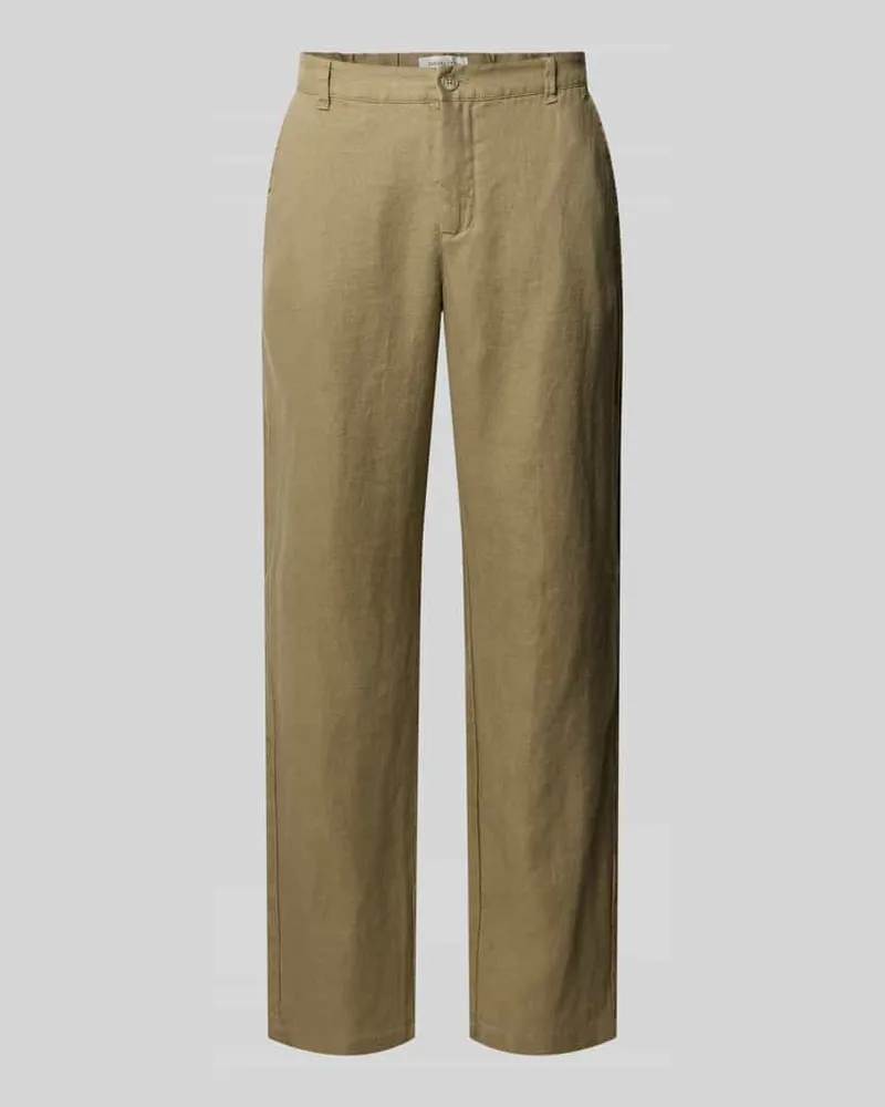 Casual Friday Leinenhose mit Eingrifftaschen Modell 'Pandrup Khaki