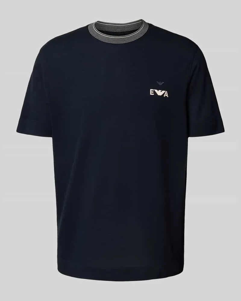 Emporio Armani T-Shirt mit Label-Stitching und Rundhalsausschnitt Marine