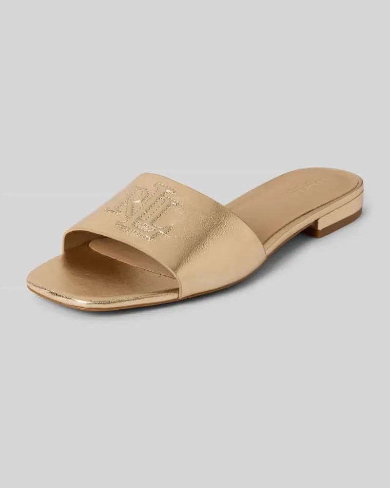 Ralph Lauren Slides aus Leder mit Logo-Detail Modell 'EVERLEY Gold