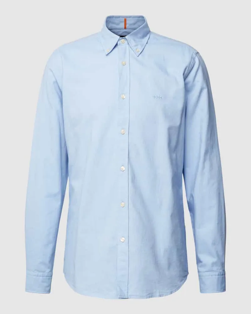 HUGO BOSS Regular Fit Freizeithemd mit Button-Down-Kragen Modell 'Rickert Hellblau