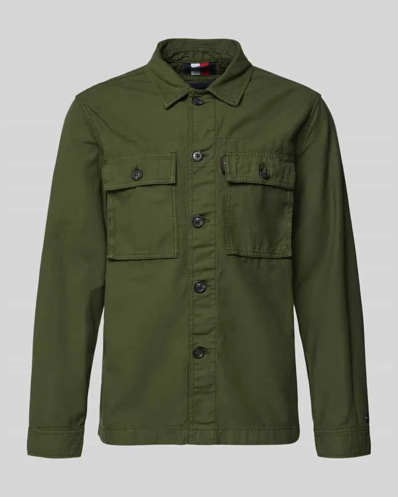 Tommy Hilfiger Regular Fit Hemdjacke aus reiner Baumwolle Khaki