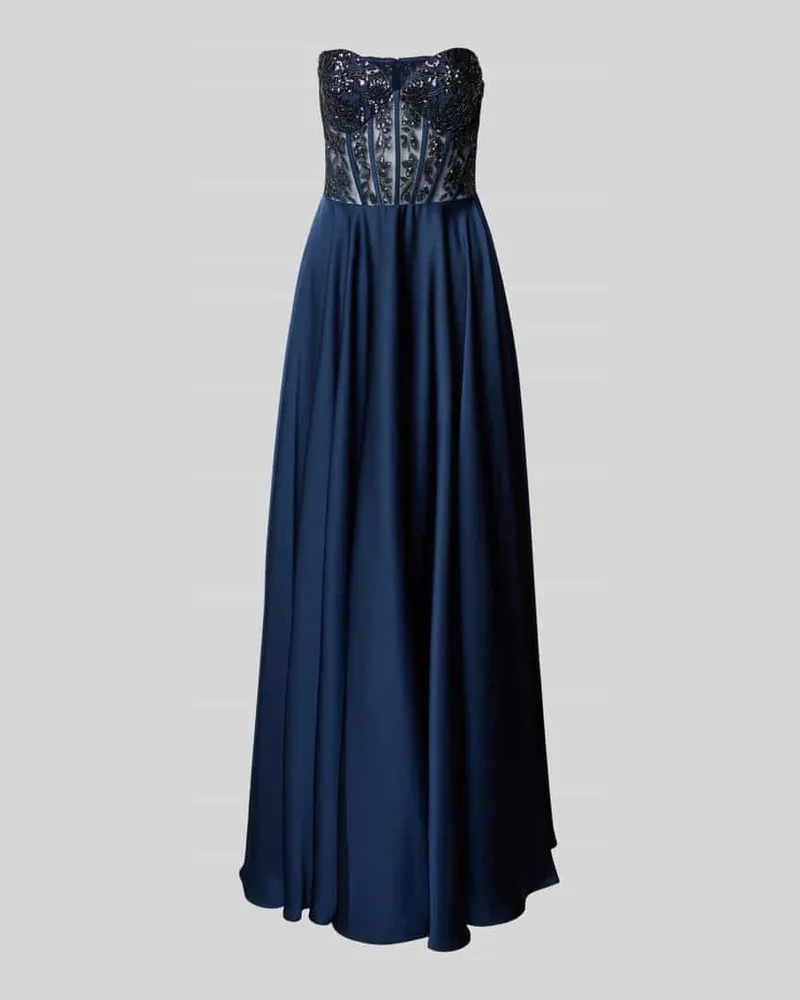 Laona Abendkleid mit Pailletten und Perlen Dunkelblau