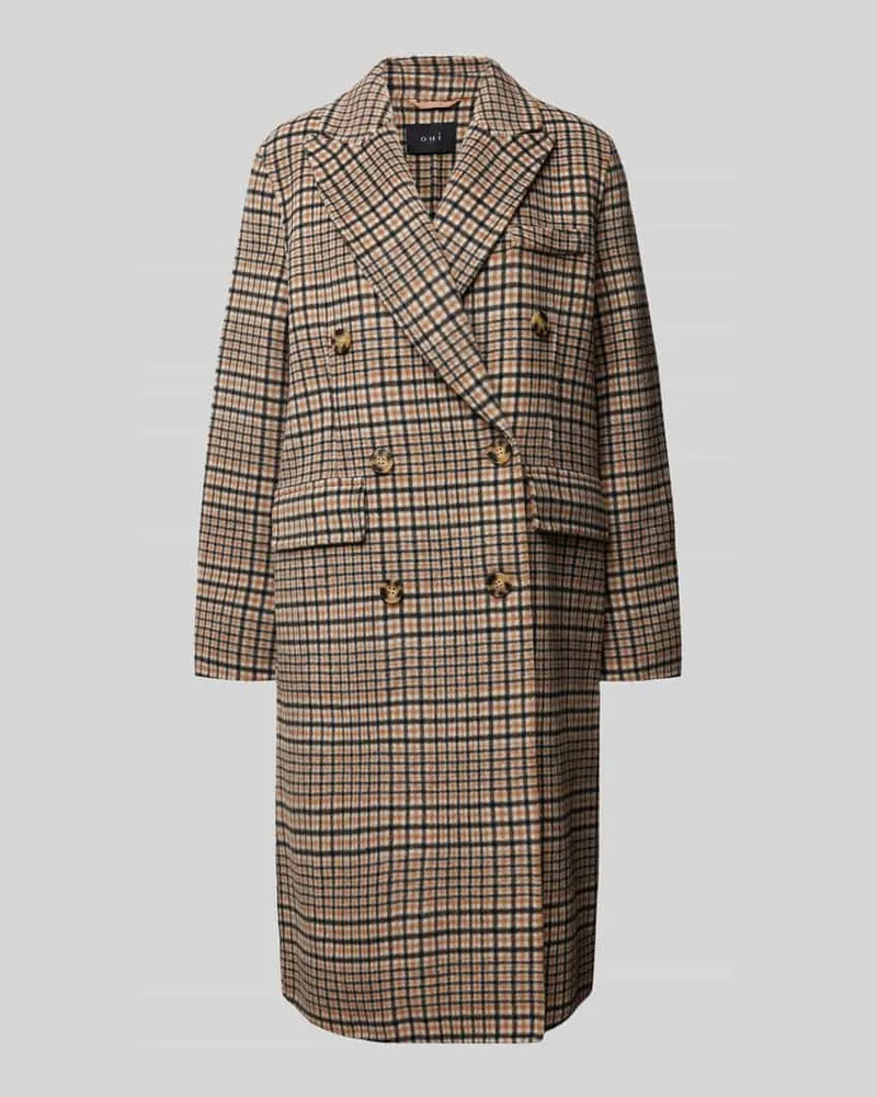 Oui  Wollmantel mit Reverskragen Mittelbraun