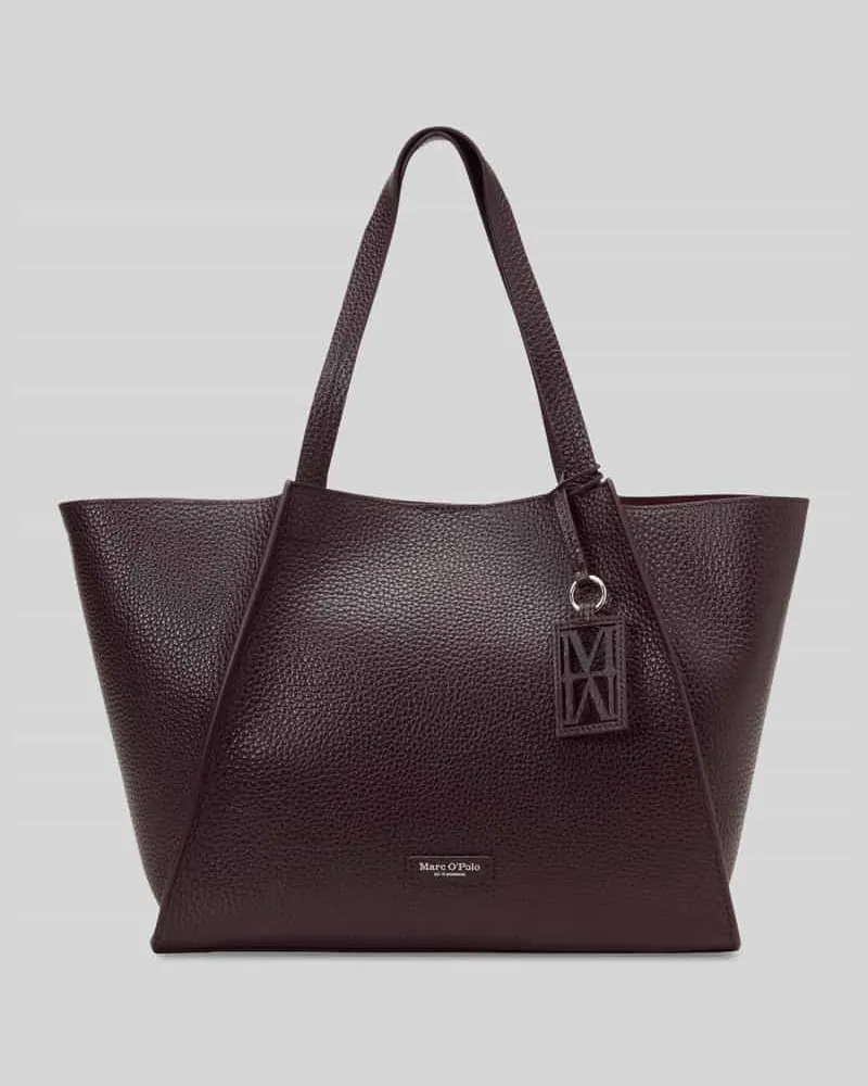 Marc O'Polo Shopper aus Rindsnappa mit Logo-Anhänger Mittelbraun