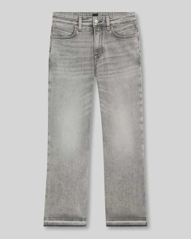 HUGO BOSS Cropped Schlaghose aus Baumwoll-Mix Modell 'SOFT KICK FLARE Mittelgrau