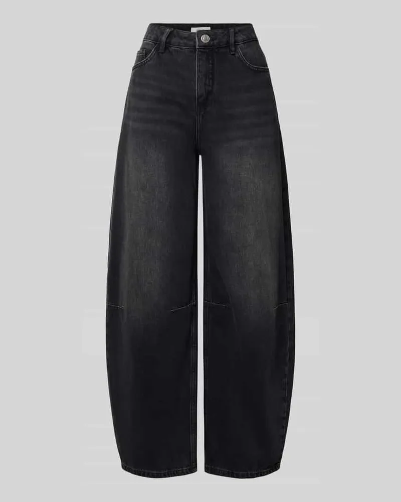 OPUS Regular Fit Barrel Jeans mit Teilungsnähten Black