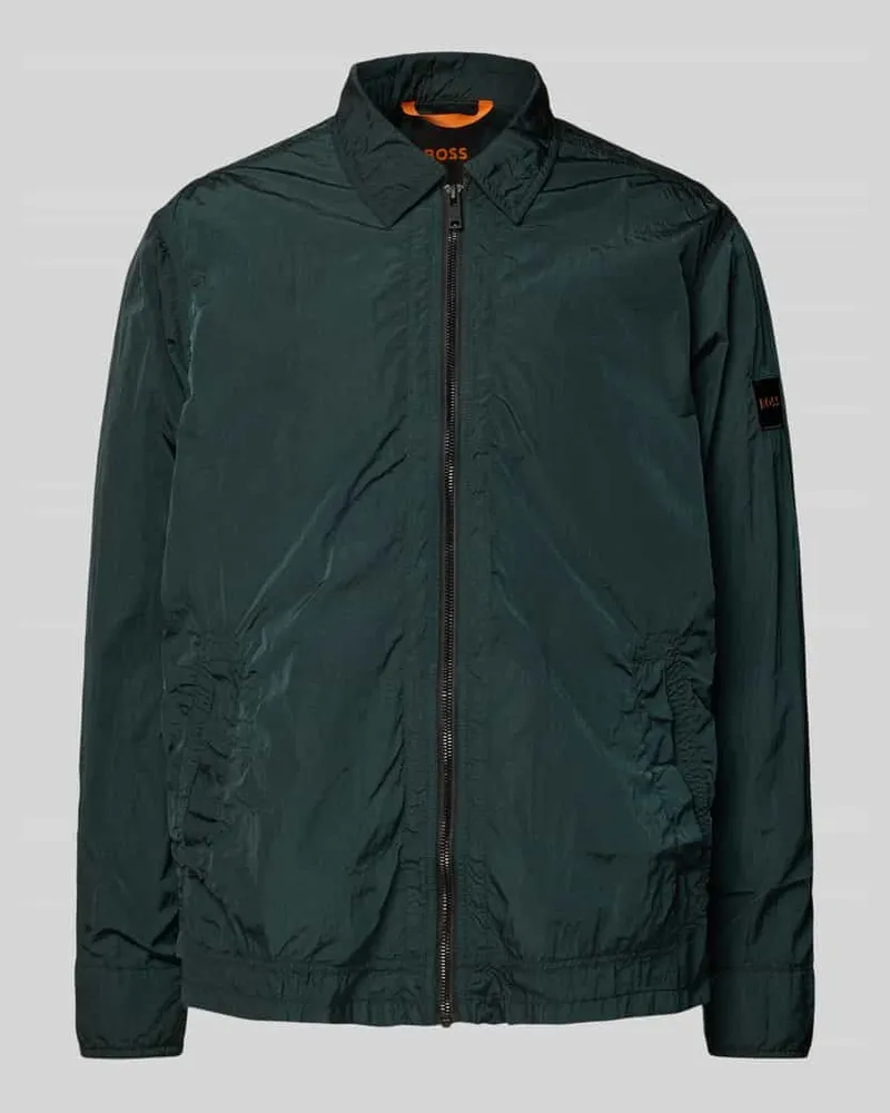 HUGO BOSS Blouson mit Label-Badge Modell 'Leejay Dunkelgruen