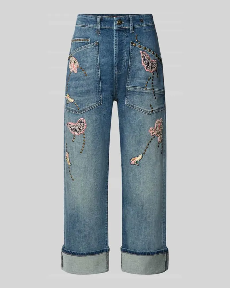 MAC Jeans Straight Fit Jeans aus Baumwoll-Mix Modell 'Baggy Boheme Dunkelblau