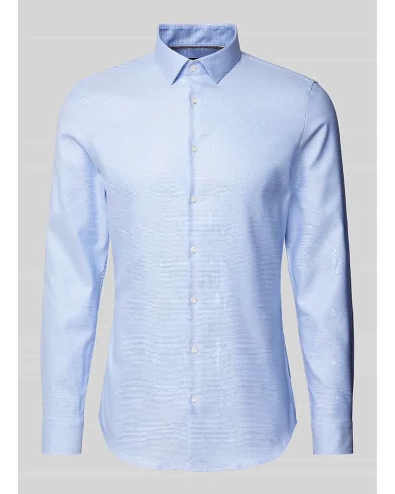 JAKE*S Super Slim Fit Business-Hemd mit Kentkragen Bleu