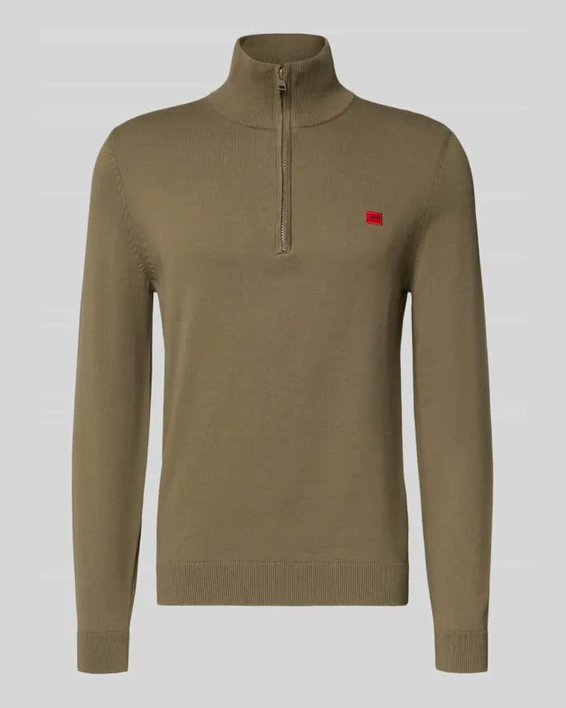 HUGO BOSS Regular Fit Troyer aus reiner Baumwolle Modell 'SAN QUINTUS Taupe