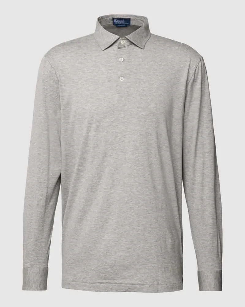 Ralph Lauren Poloshirt mit kurzer Knopfleiste Mittelgrau