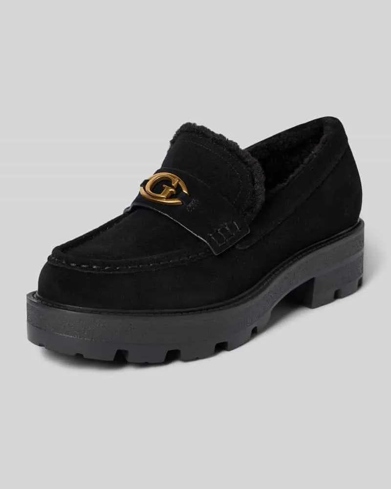 Guess Loafers aus Leder-Textil-Mix Modell 'YANIKAY Black