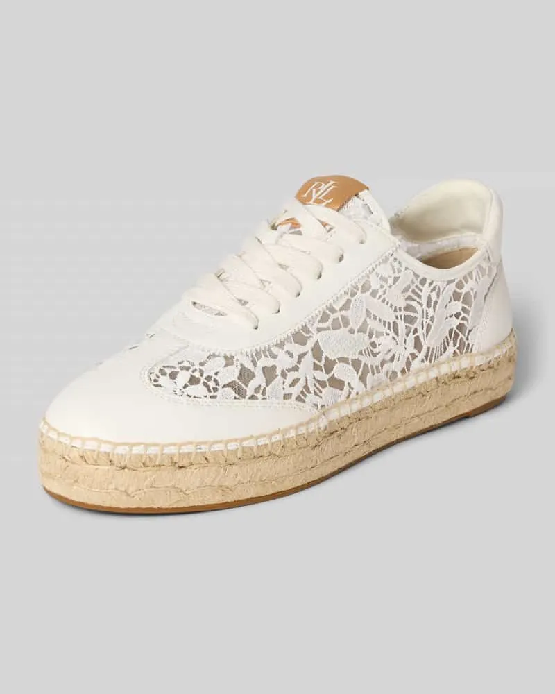 Ralph Lauren Low Top Sneaker mit Motiv-Stickerei Modell 'LUIZE Offwhite