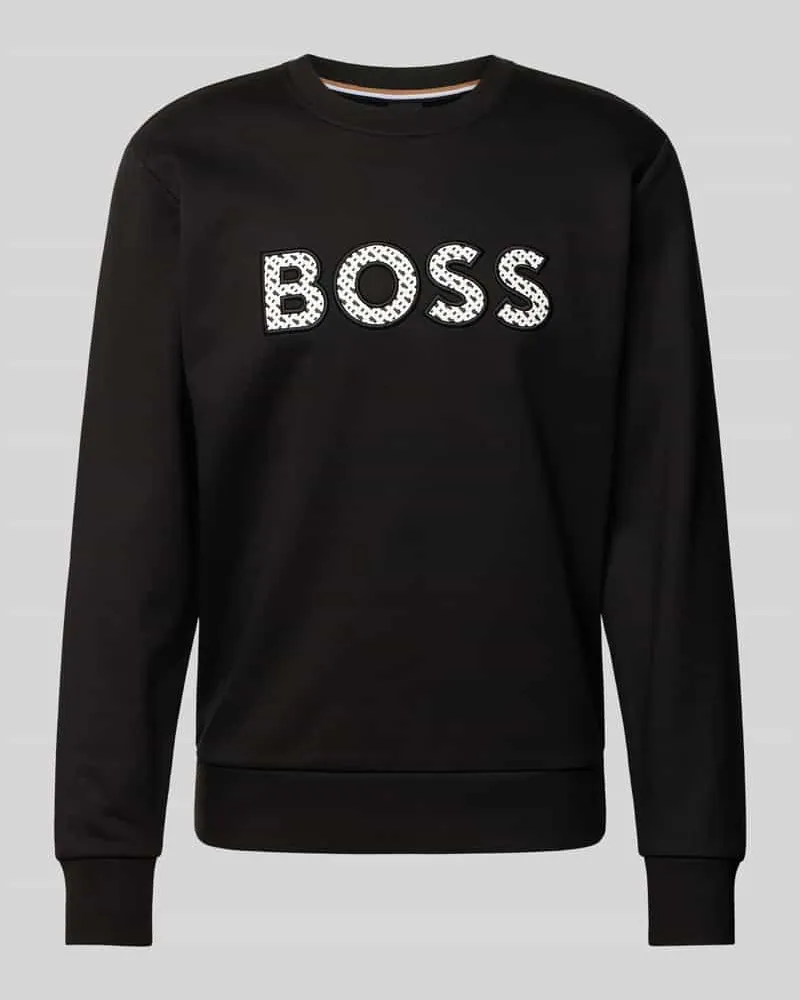 HUGO BOSS Sweatshirt mit Label-Stitching Modell 'Soleri Black