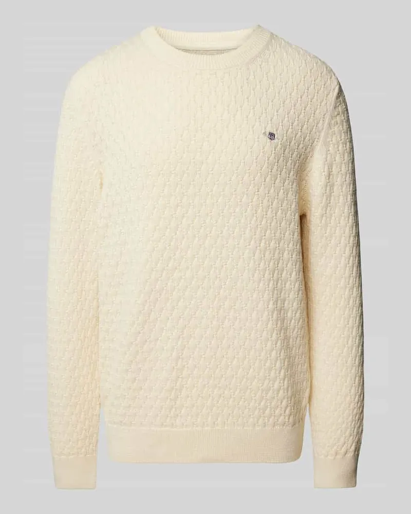 Gant Strickpullover mit Label-Stitching Offwhite