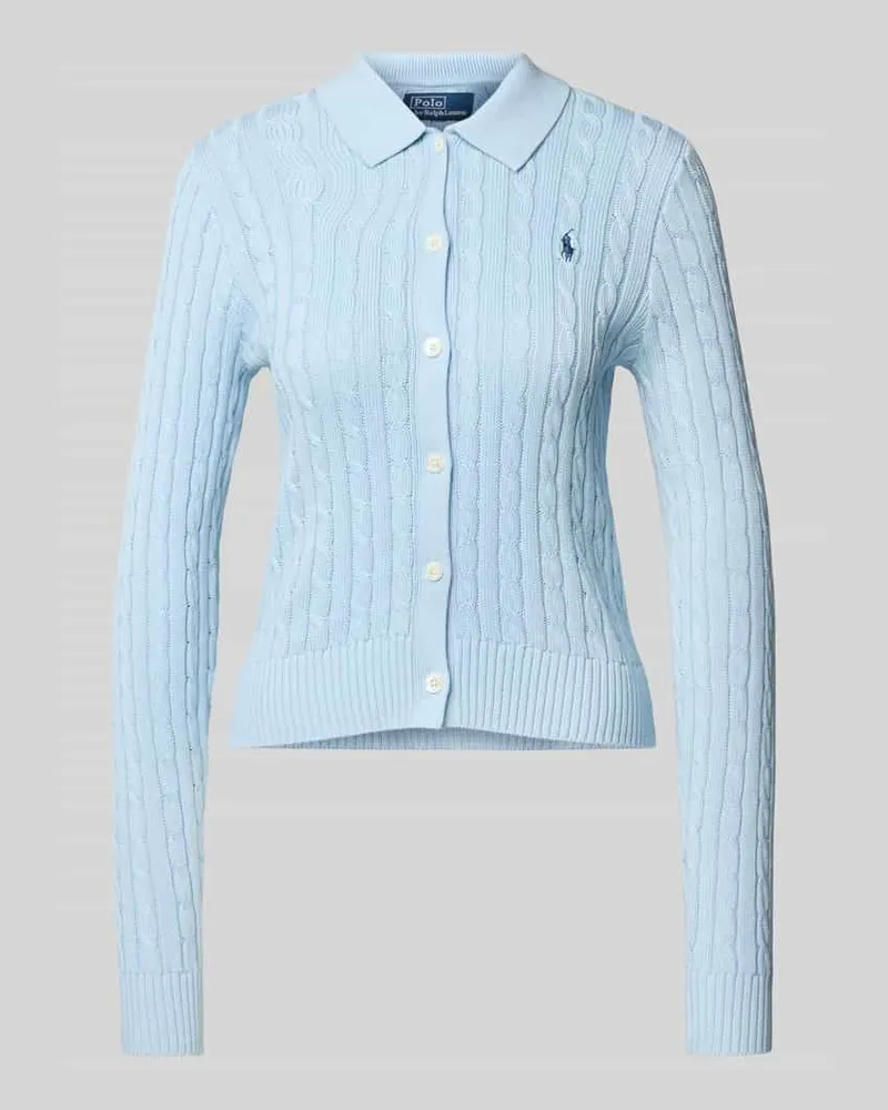 Ralph Lauren Cardigan mit Zopfmuster Hellblau
