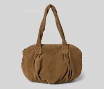 Shopper mit Logo-Prägung in Suede-Optik Modell 'Lucy