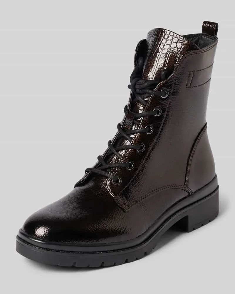 Tamaris Schnürstiefel mit Label-Detail und Strukturmuster Dunkelbraun