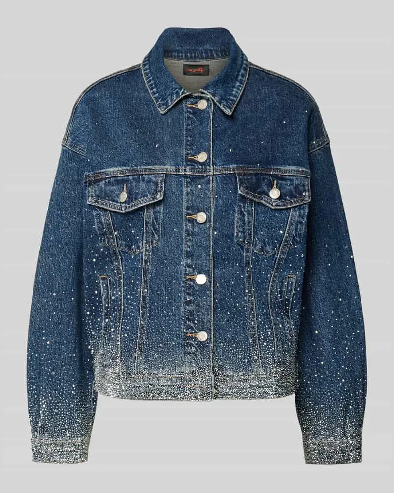 Miss Goodlife Jeansjacke mit Ziersteinbesatz Jeansblau