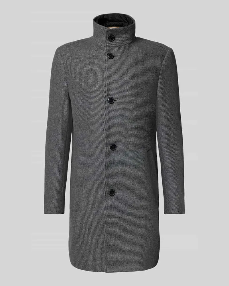 HUGO BOSS Slim Fit Wollmantel aus Woll-Mix Modell 'HYDE Mittelgrau