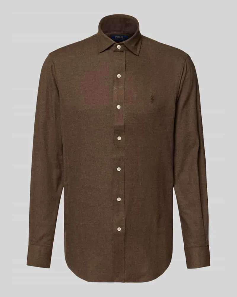 Ralph Lauren Custom Fit Freizeithemd mit Label-Stitching Schoko