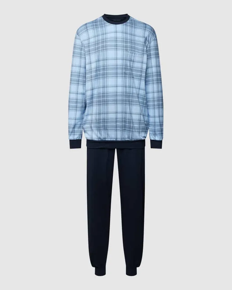 Schiesser Pyjama mit Tartan-Karo Hellblau