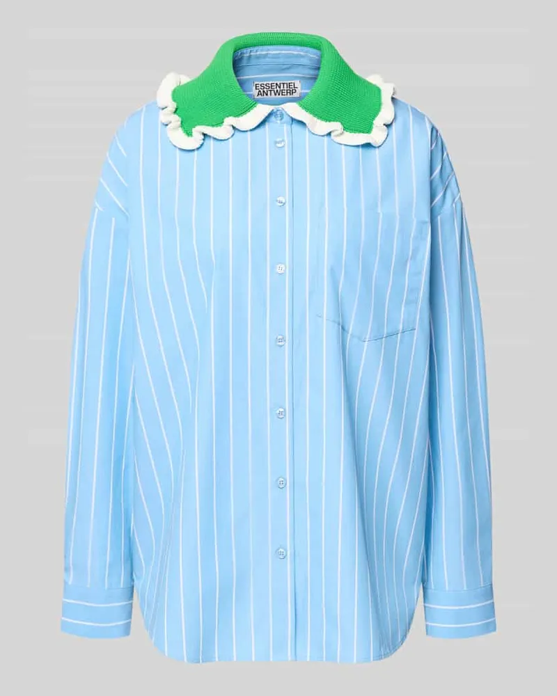 Essentiel Loose Fit Hemdbluse aus reiner Baumwolle Modell 'JOYFUL Hellblau