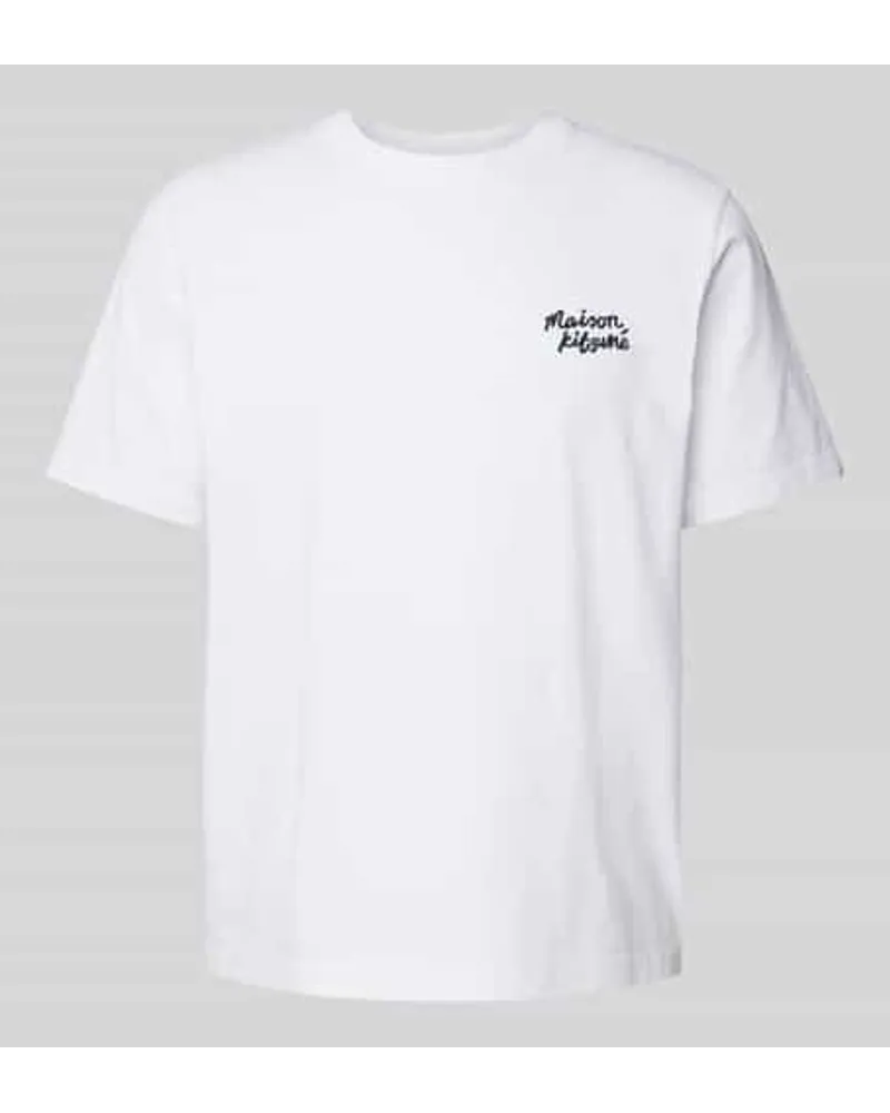 Kitsuné T-Shirt mit Label-Stitching Weiss