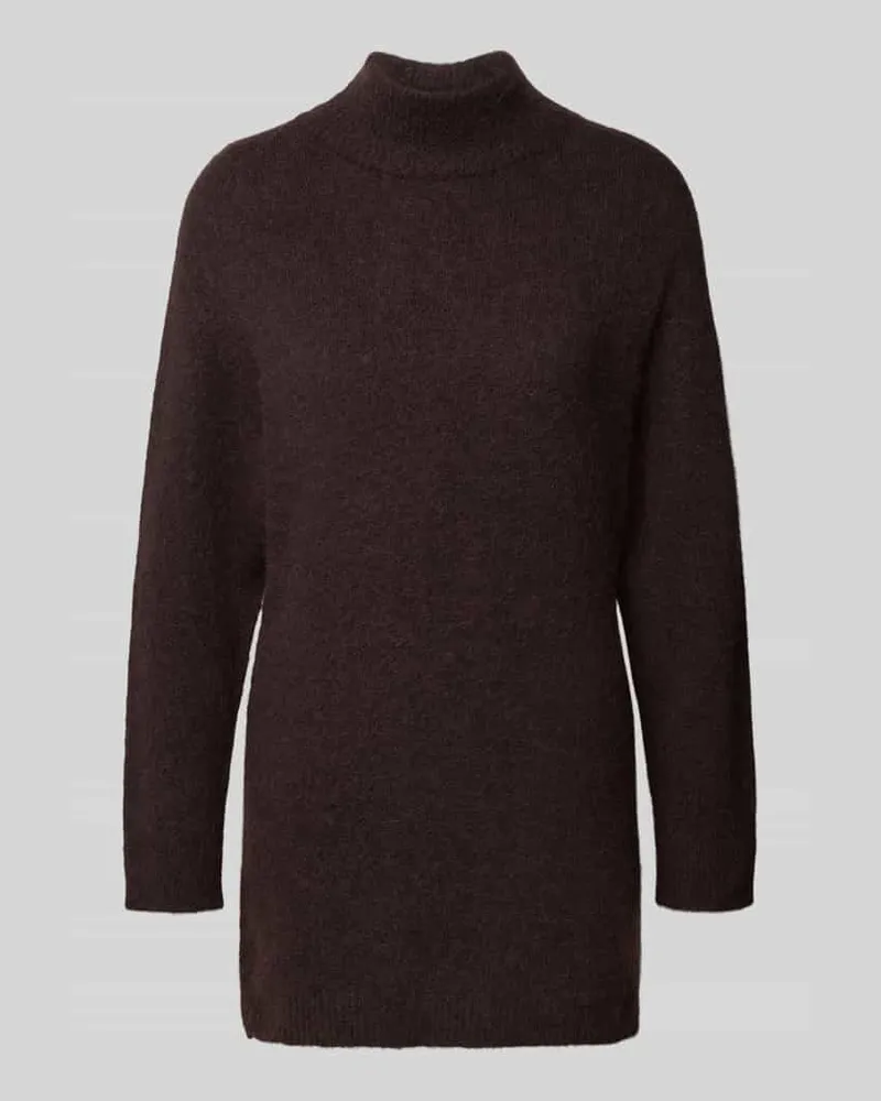 Oui  Strickpullover in Überlänge Dunkelbraun