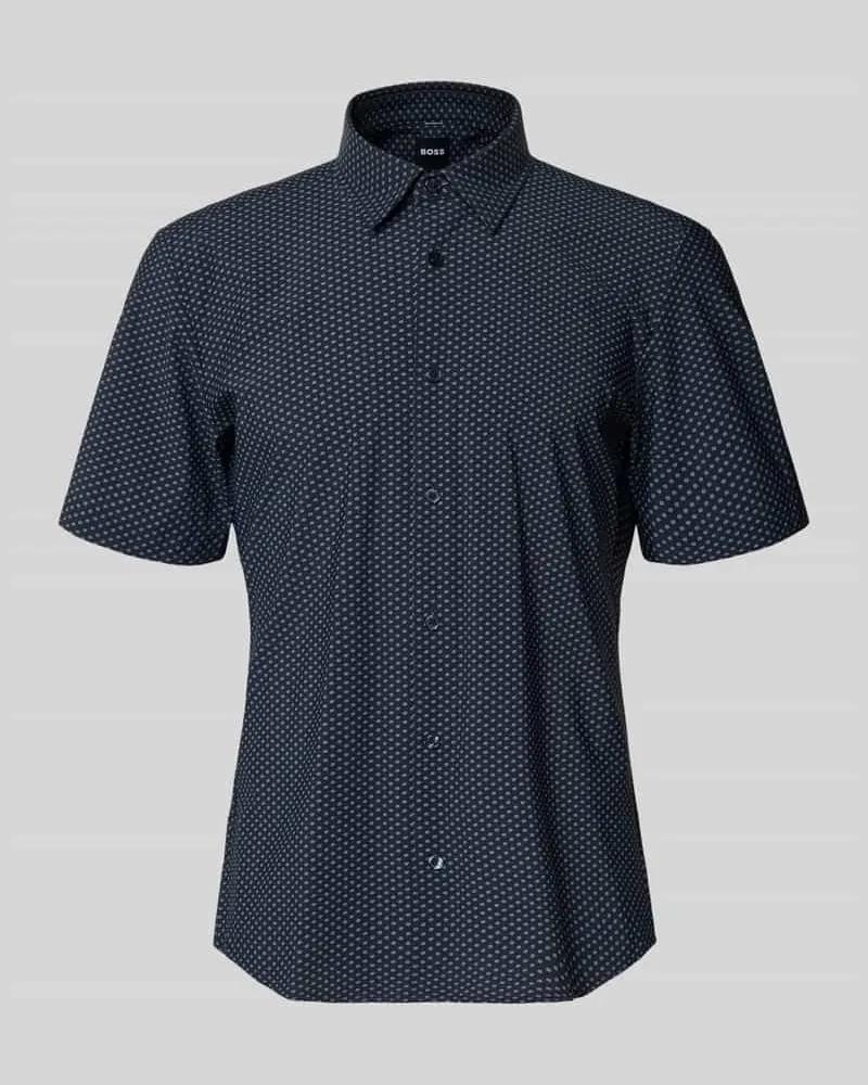 HUGO BOSS Regular Fit Businesshemd mit kurzem Arm Modell 'P-LIAM Marine