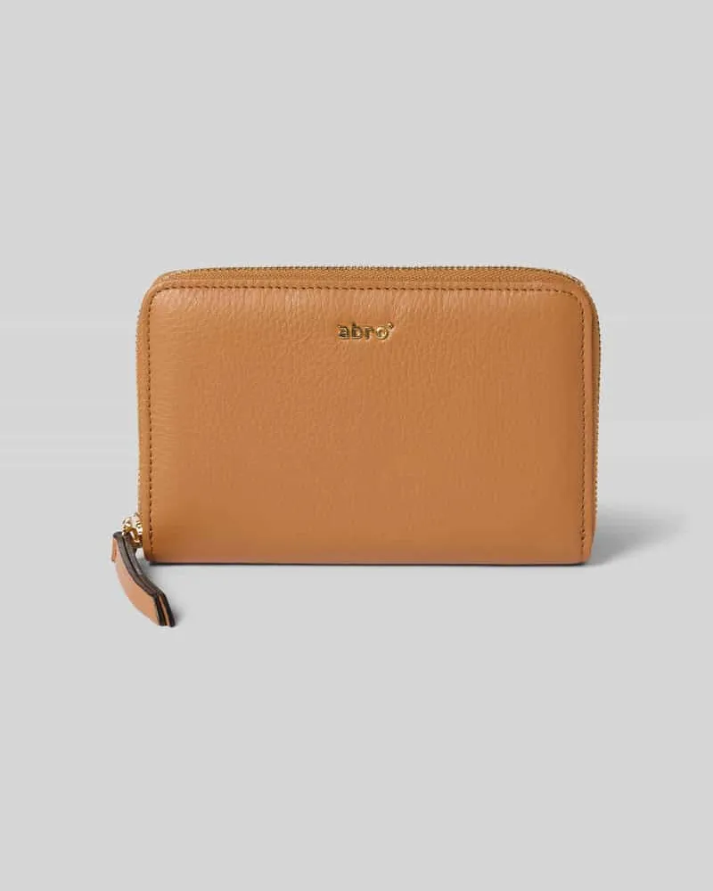 Abro Portemonnaie mit Label-Detail Cognac