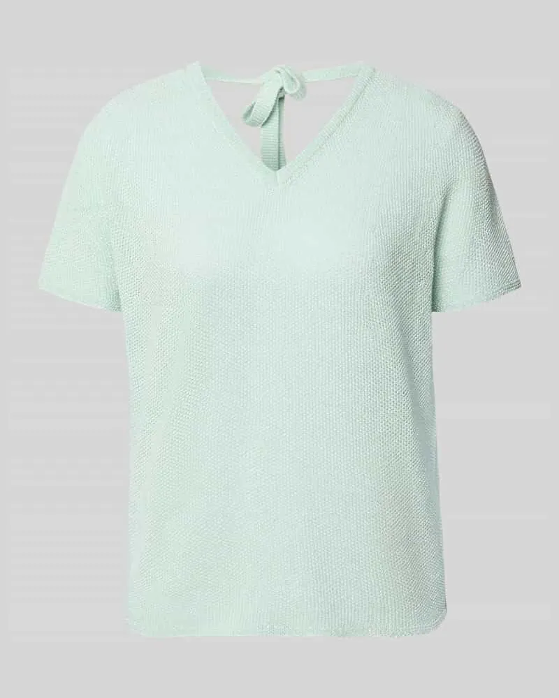 Rich&Royal T-Shirt in Strick-Optik mit V-Ausschnitt Hellblau