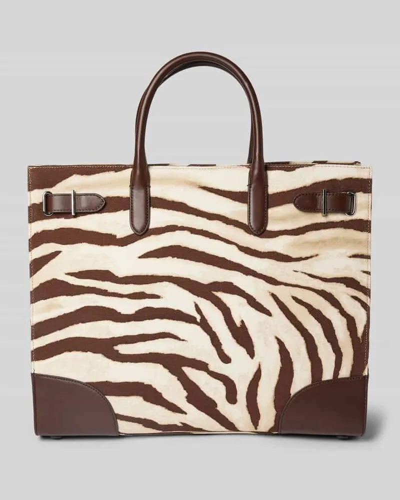 Ralph Lauren Tote Bag mit Strukturmuster Modell 'DEVYN Dunkelbraun