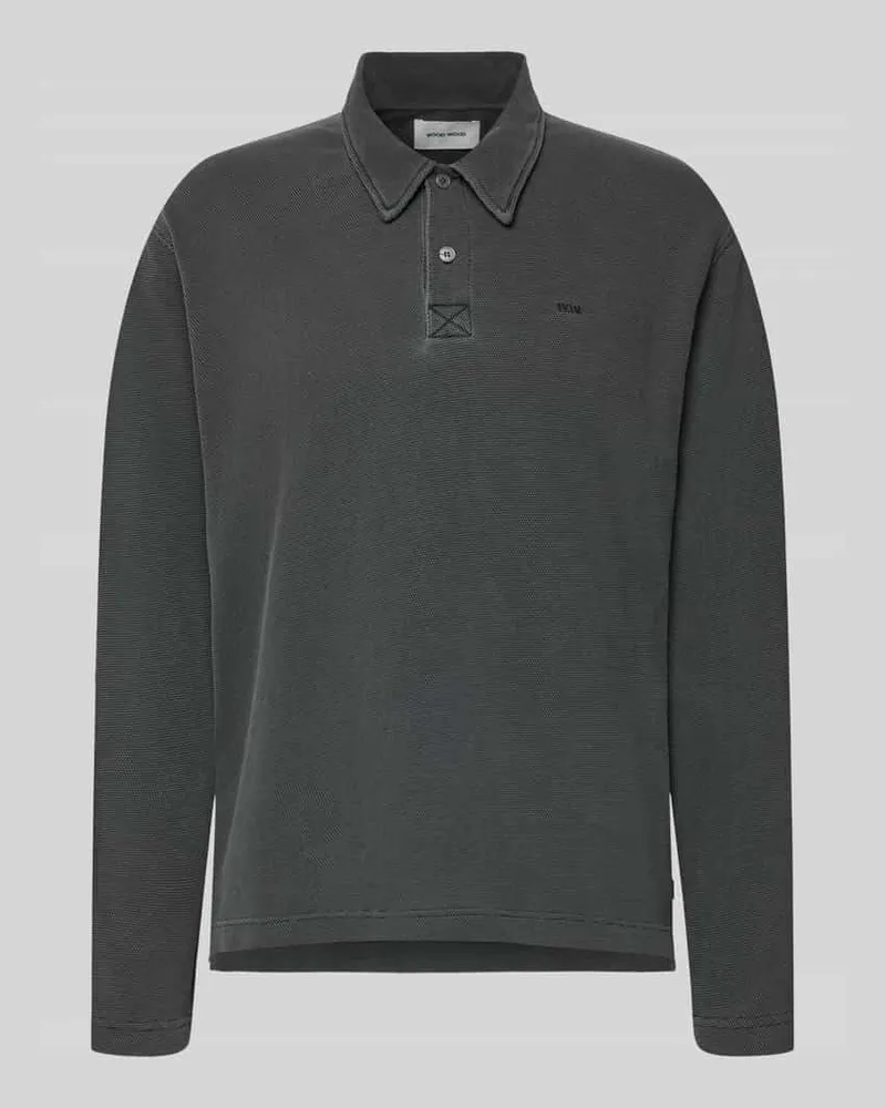 Wood Wood Loose Fit Poloshirt aus Baumwolle Modell 'Thiago Dunkelgrau