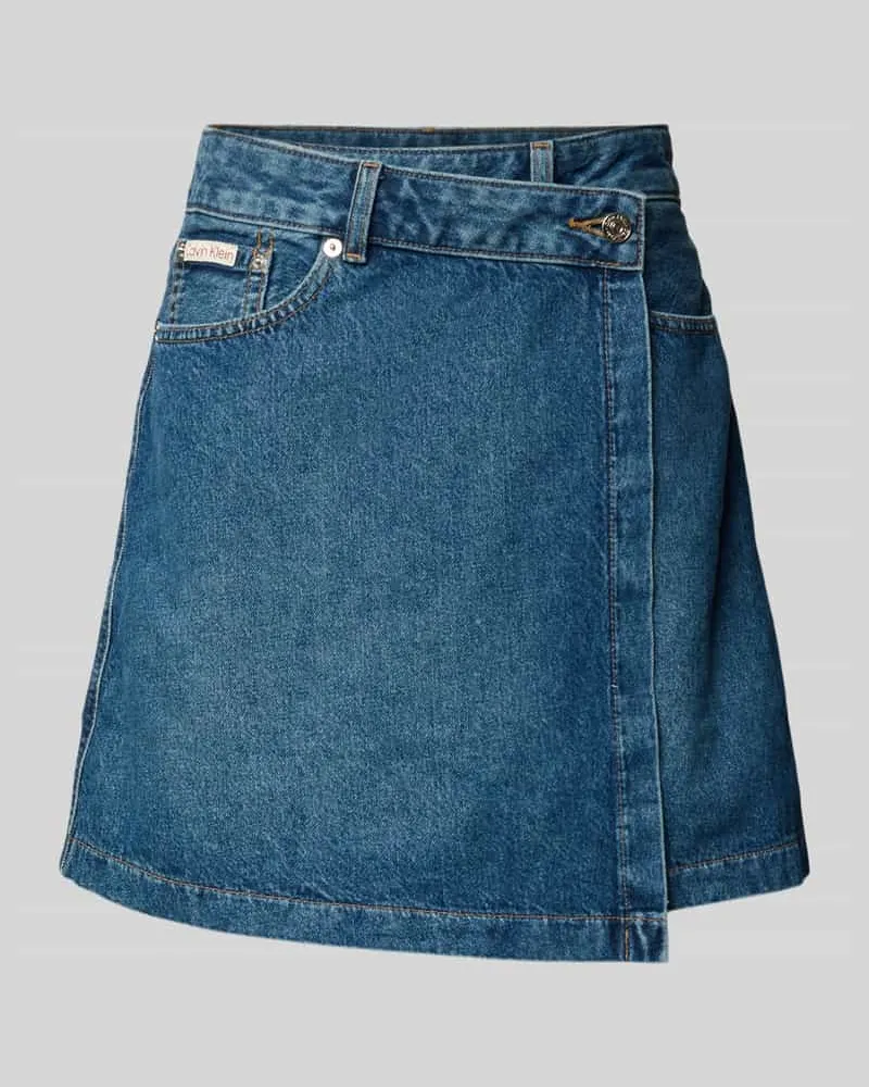 Calvin Klein Jeansrock in Wickel-Optik mit Label-Detail Jeansblau