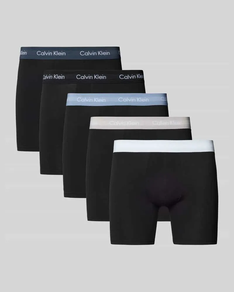 Calvin Klein Trunks mit Label-Bund Modell 'BOXER BRIEF' im 5er-Pack Black