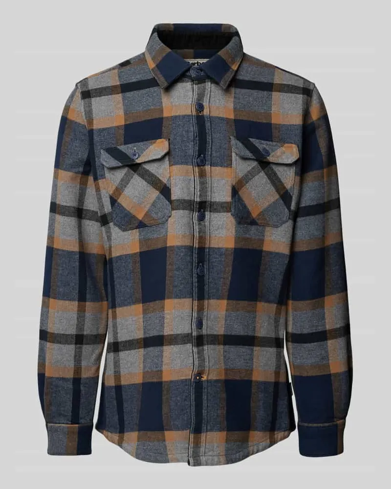 Barbour Comfort Fit Freizeithemd mit Brusttaschen Modell 'Rhobell Hellgrau