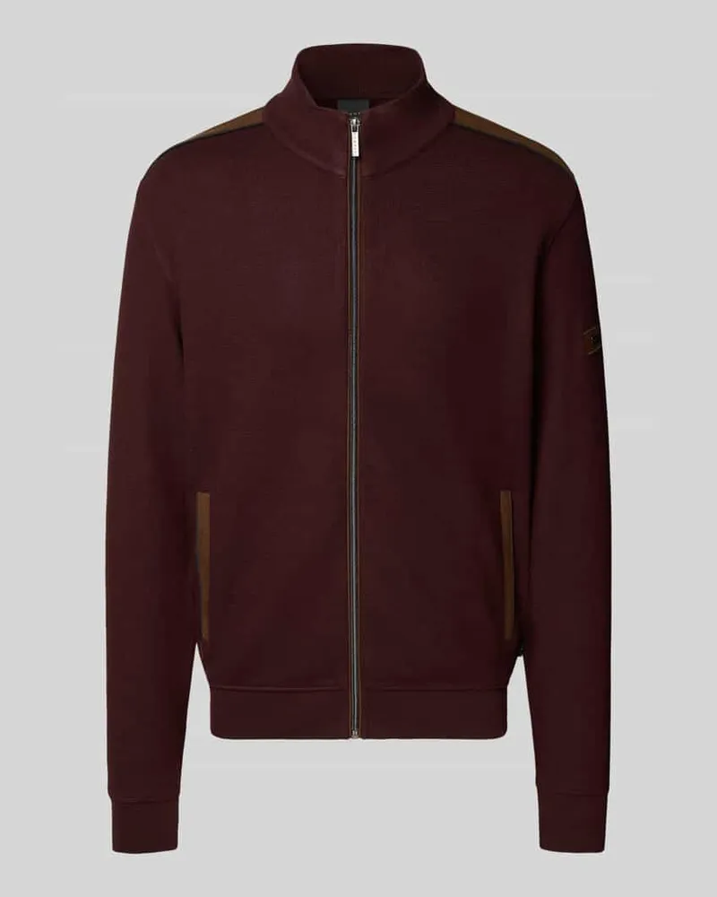Bugatti Sweatjacke mit Stehkragen Modell 'Selanik Bordeaux