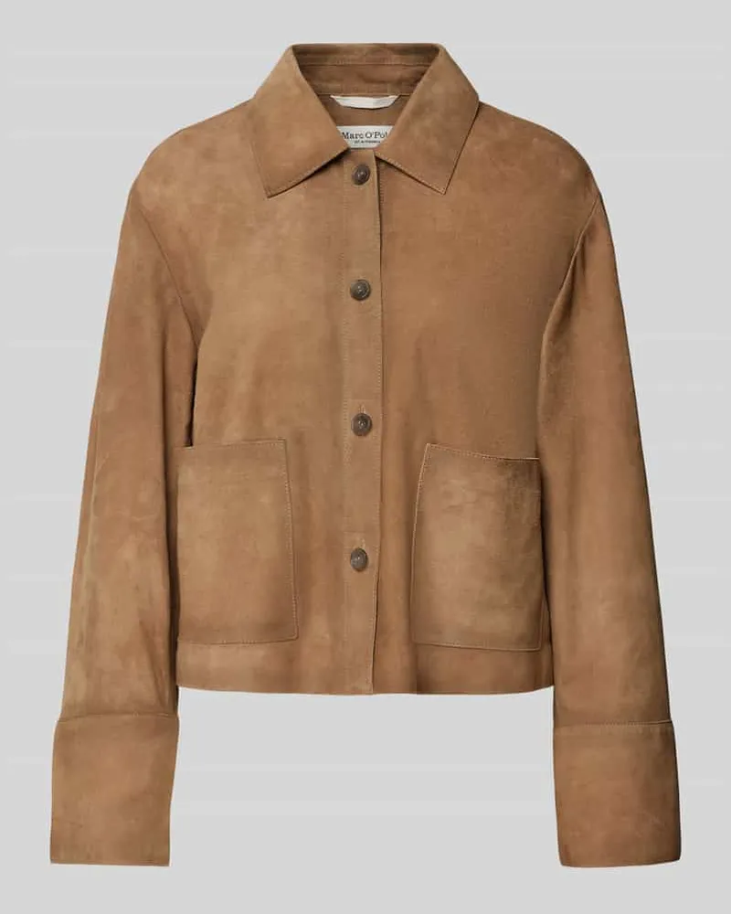 Marc O'Polo Regular Fit Lederjacke aus weichem Ziegenleder Beige