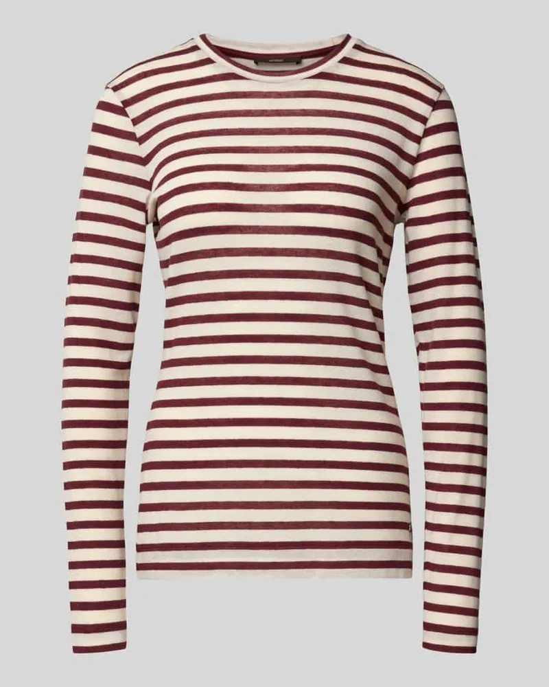 windsor. Longsleeve mit geripptem Rundhalsausschnitt Bordeaux