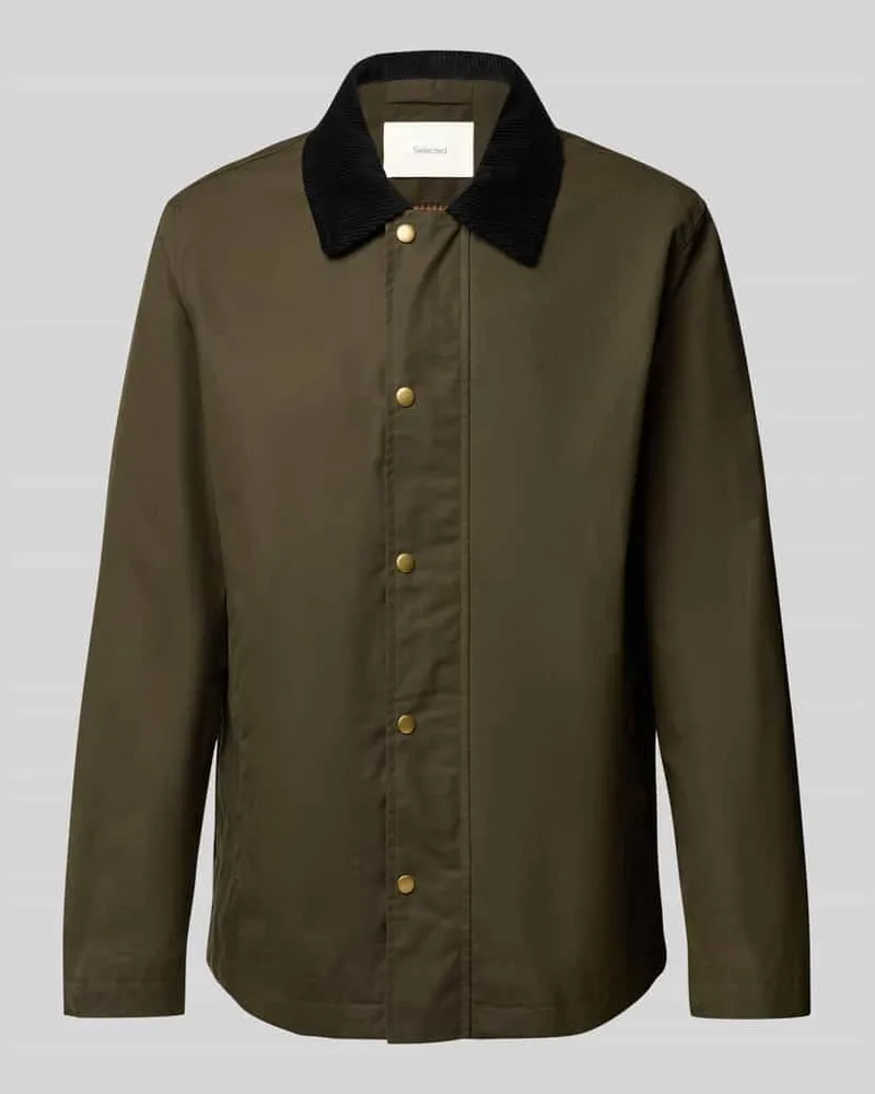 Selected Homme Regular Fit Wachsjacke aus reiner Baumwolle Modell 'WALTER Oliv
